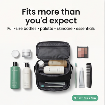 Dual-Layer Toiletry Bag with Wide Opening