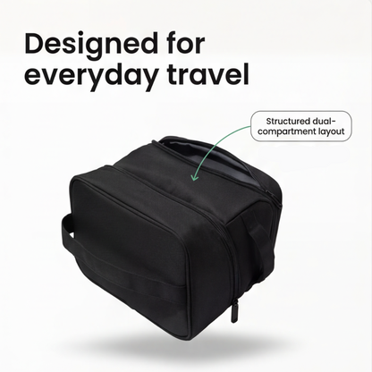 Dual-Layer Toiletry Bag with Wide Opening