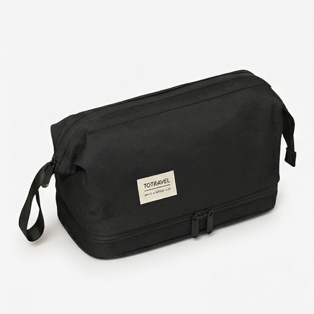 Dual-Layer Toiletry Bag with Wide Opening