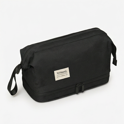 Dual-Layer Toiletry Bag with Wide Opening
