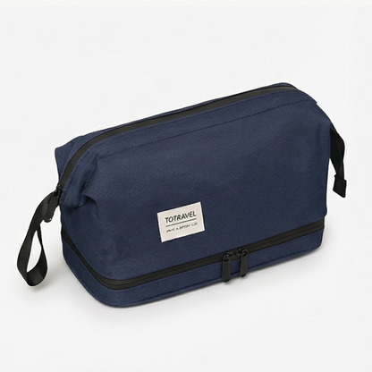 Dual-Layer Toiletry Bag with Wide Opening