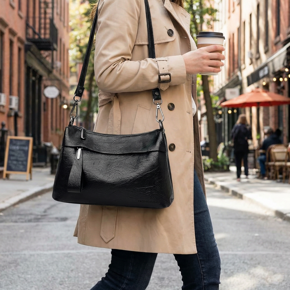 Soft Leather Crossbody With 3 Compartments