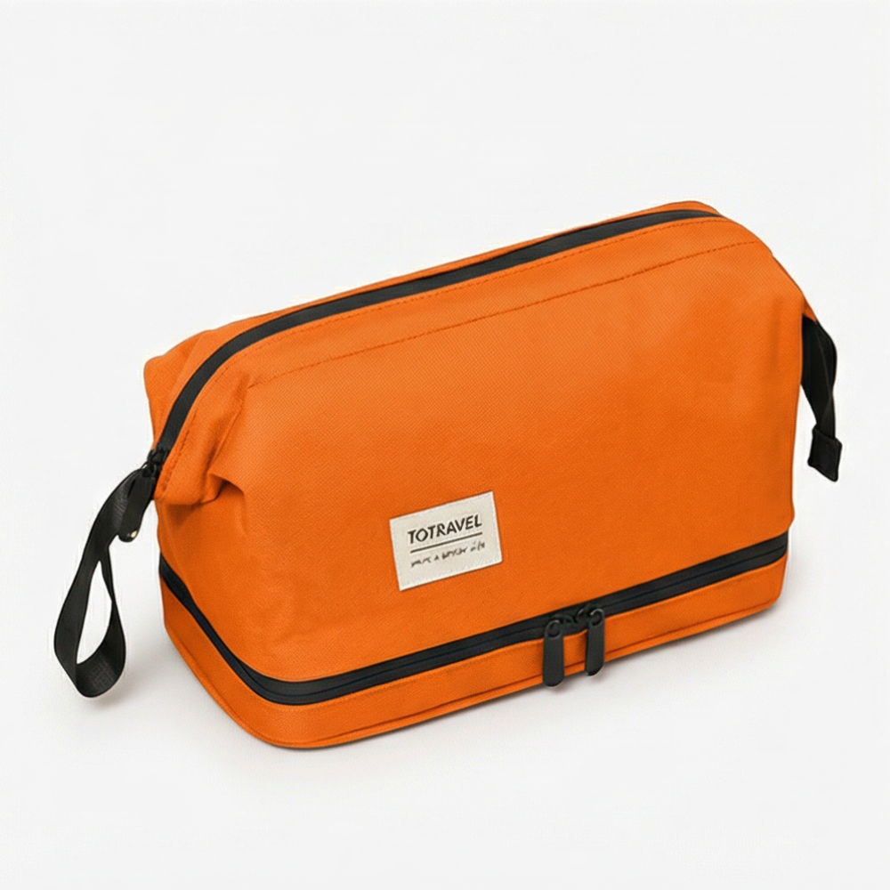 Dual-Layer Toiletry Bag with Wide Opening