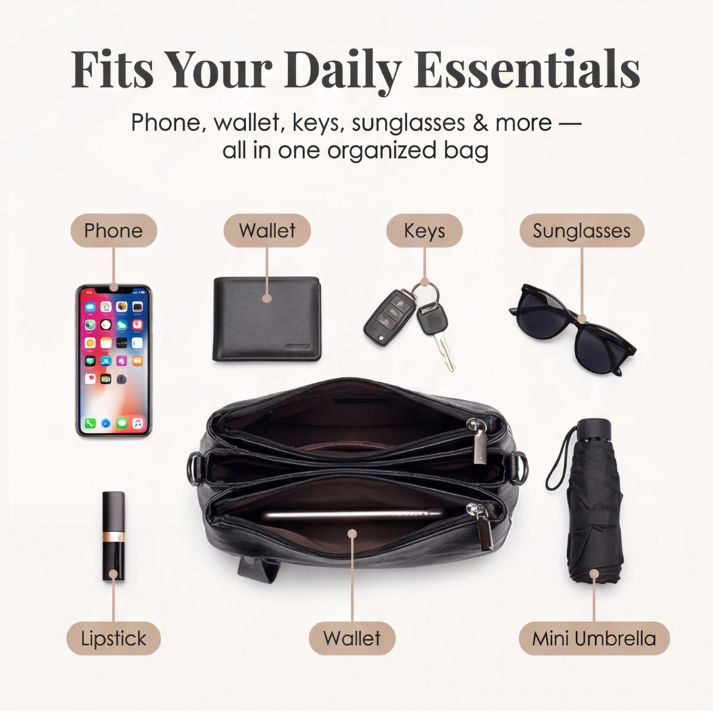 Soft Leather Crossbody With 3 Compartments