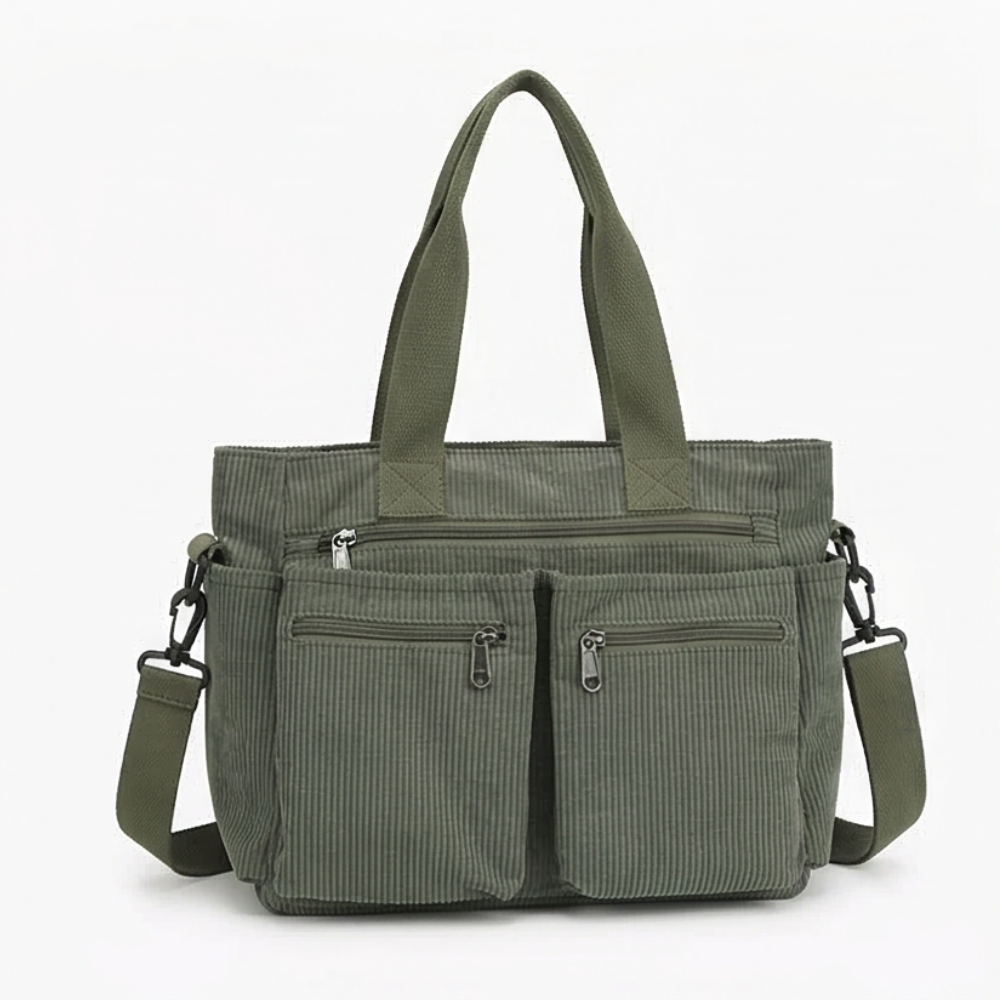 Multi Pocket Corduroy Shoulder Bag