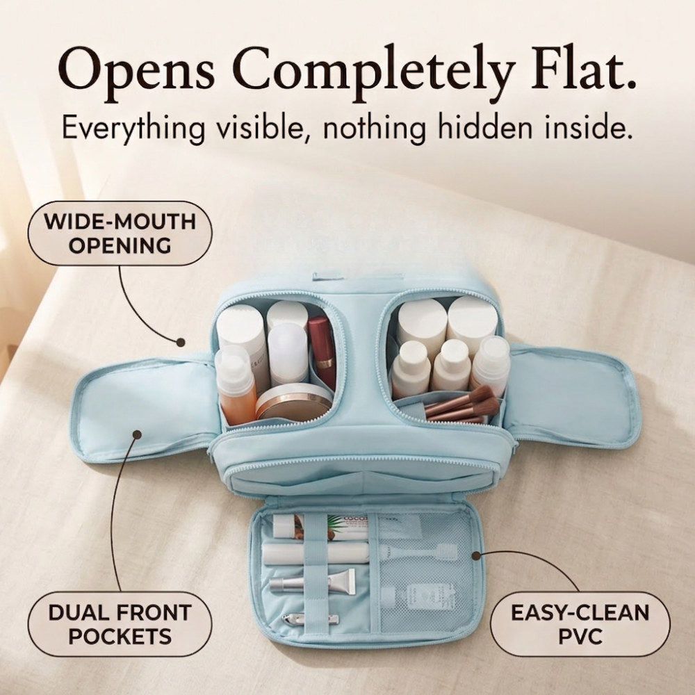 Wide-Mouth Toiletry Bag