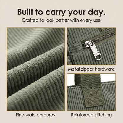 Multi Pocket Corduroy Shoulder Bag