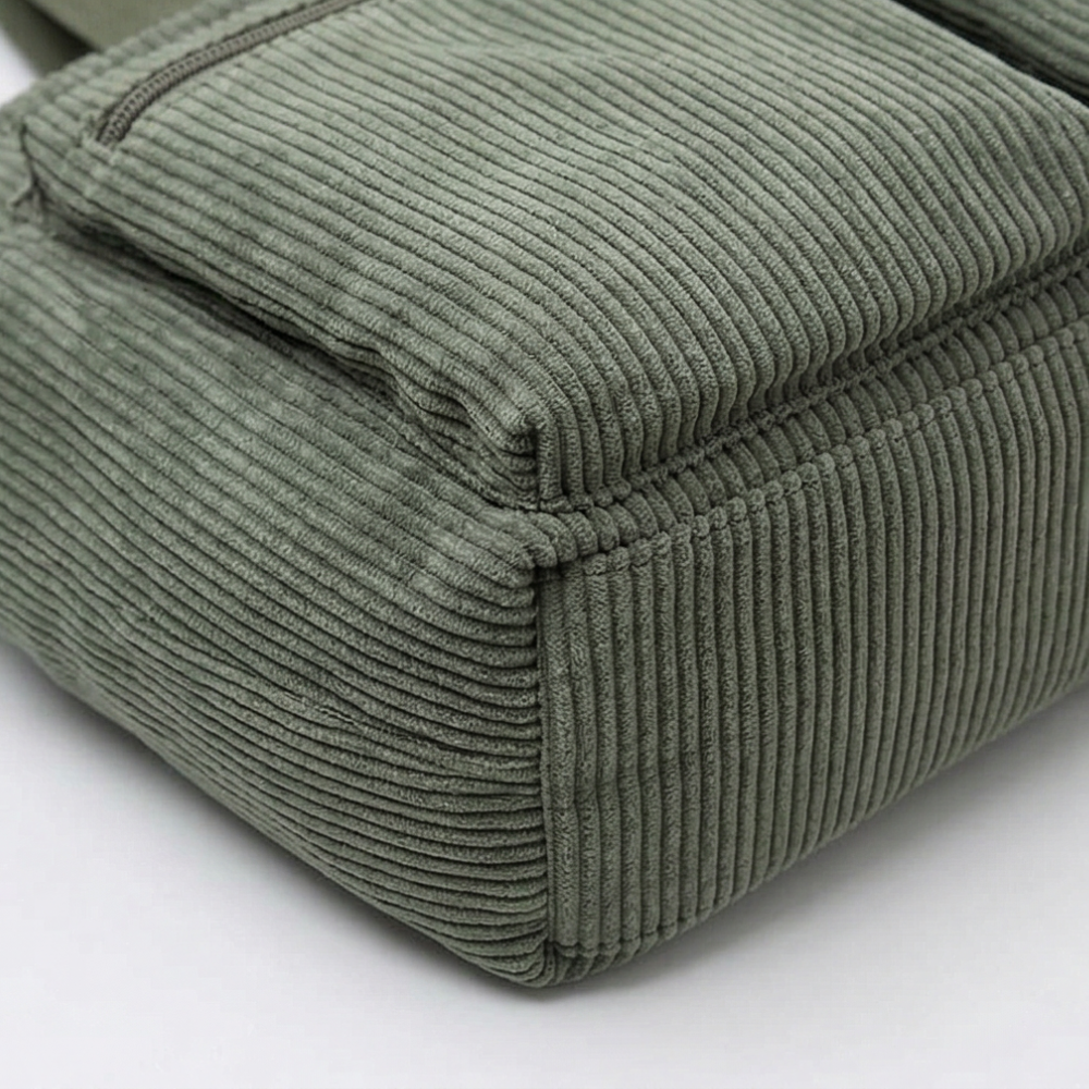 Multi Pocket Corduroy Shoulder Bag