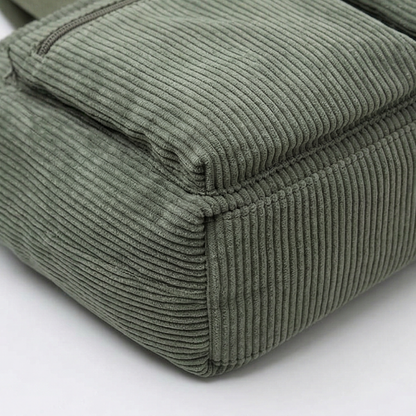 Multi Pocket Corduroy Shoulder Bag