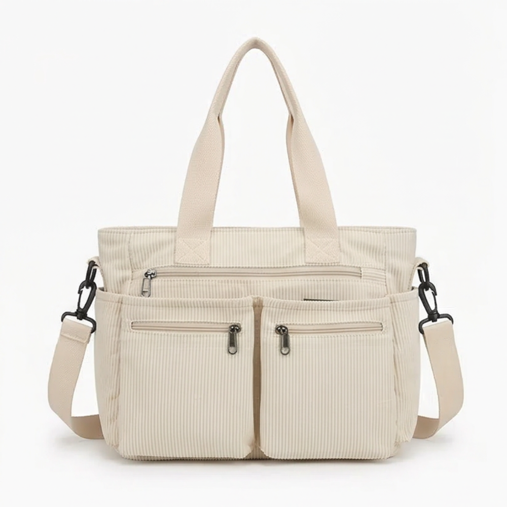 Multi Pocket Corduroy Shoulder Bag