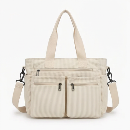 Multi Pocket Corduroy Shoulder Bag