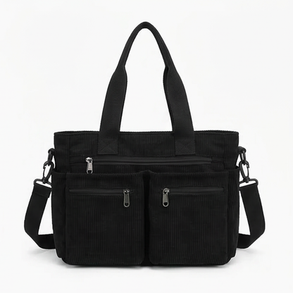 Multi Pocket Corduroy Shoulder Bag