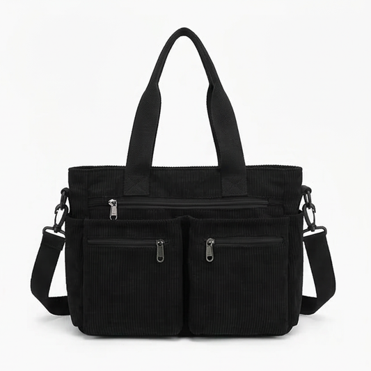 Multi Pocket Corduroy Shoulder Bag