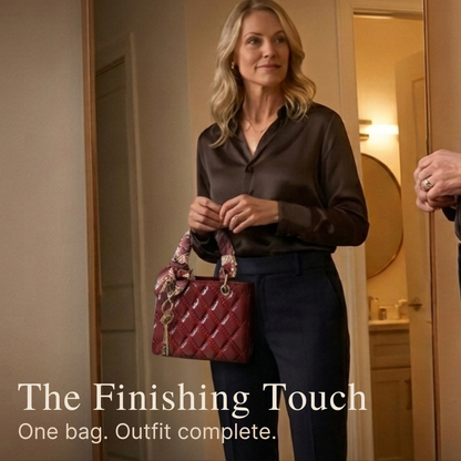 Quilted Handbag with Silk Scarf Handles