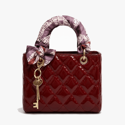 Quilted Handbag with Silk Scarf Handles