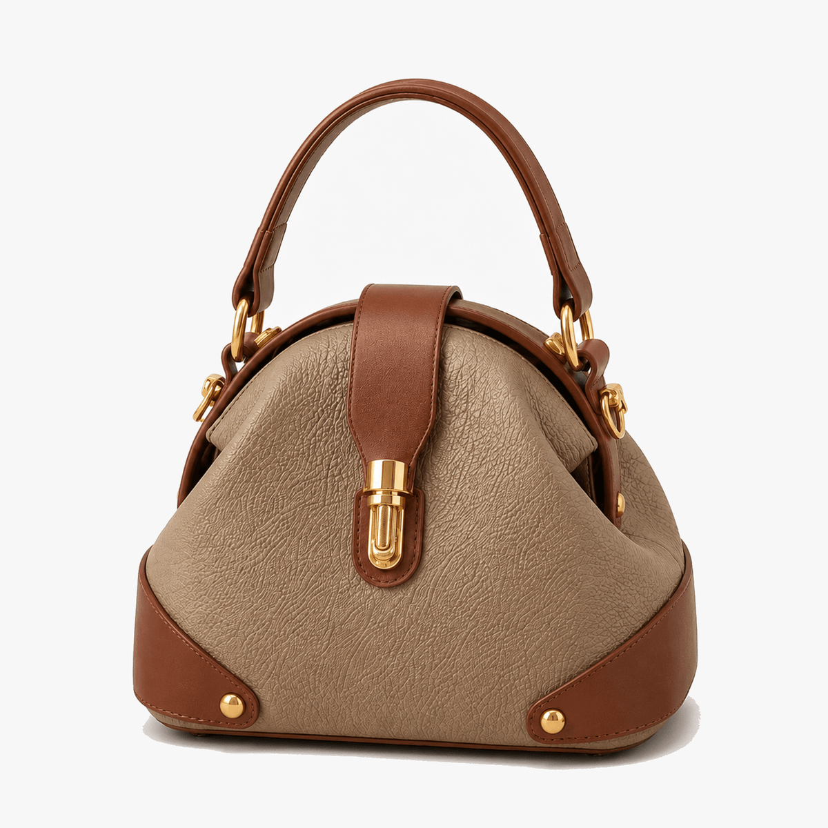 Two-Tone Leather Handbag for Day to Night