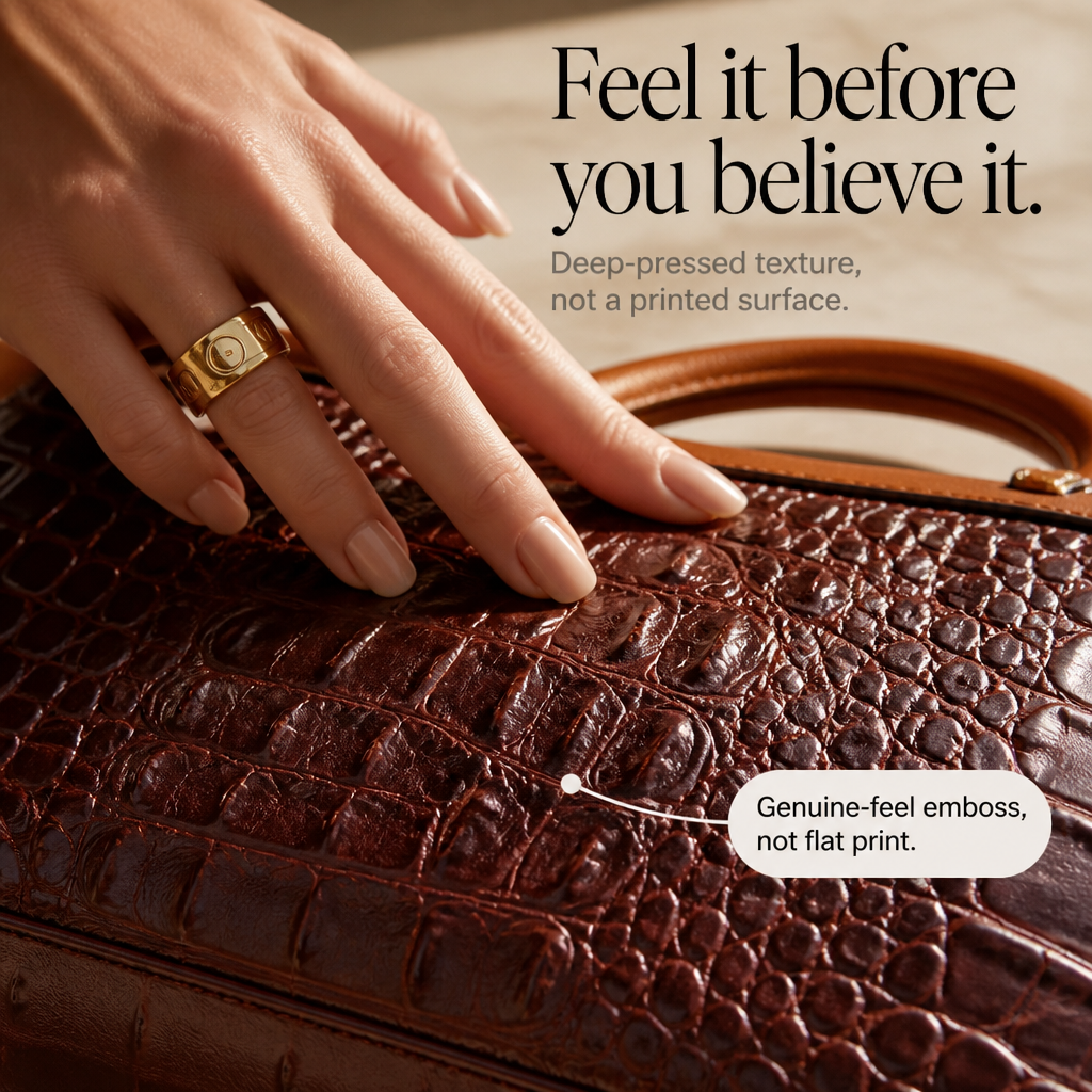 Croc-Embossed Round Handle Convertible Tote