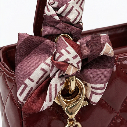 Quilted Handbag with Silk Scarf Handles