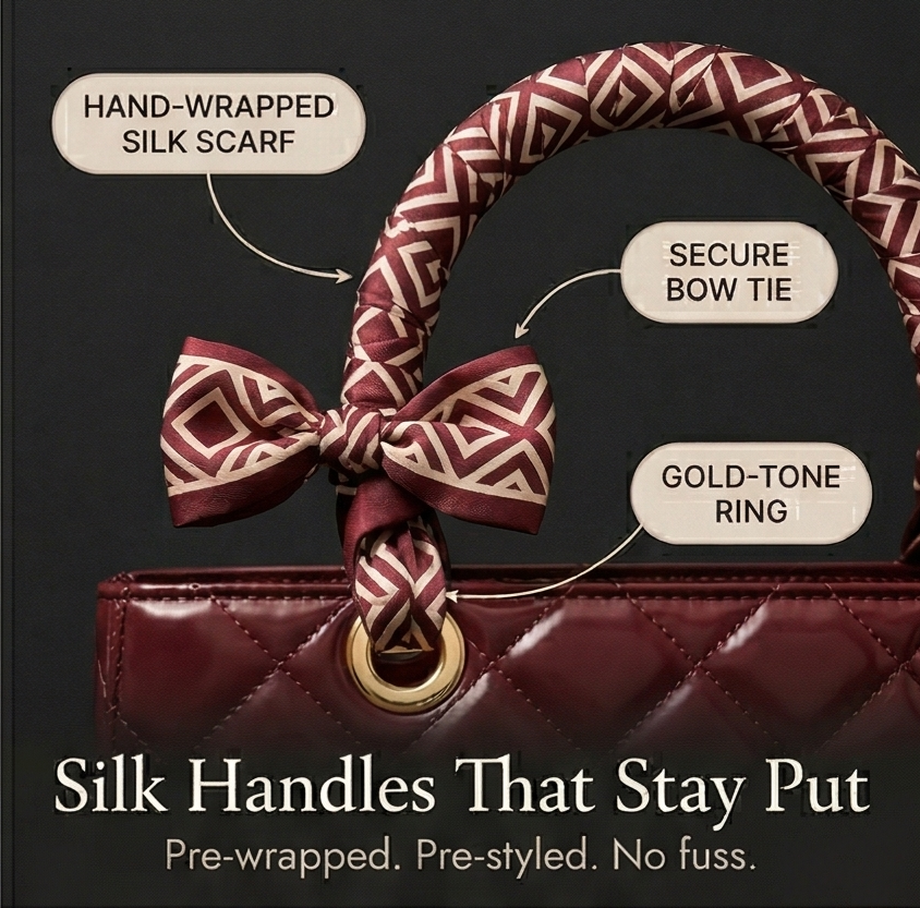 Quilted Handbag with Silk Scarf Handles