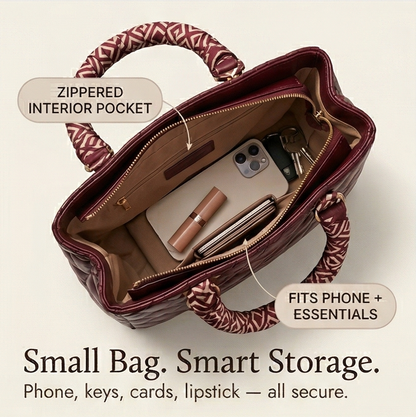 Quilted Handbag with Silk Scarf Handles