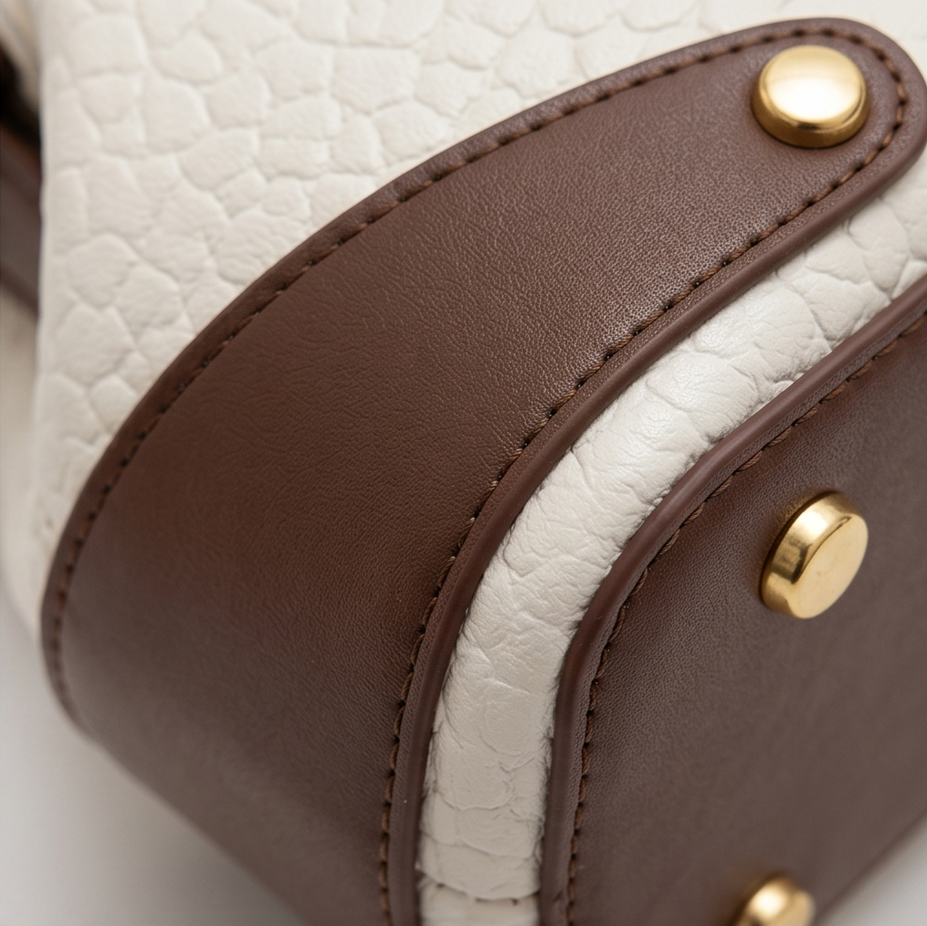 Two-Tone Leather Handbag for Day to Night