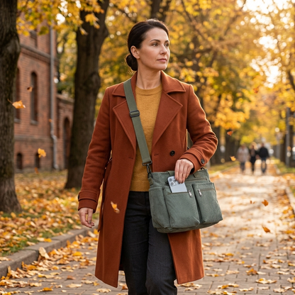 Multi Pocket Corduroy Shoulder Bag