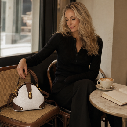 Two-Tone Leather Handbag for Day to Night
