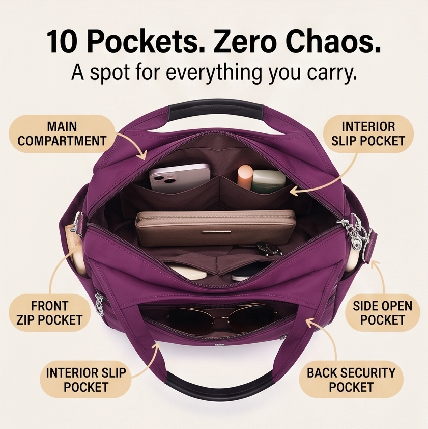 Waterproof 10 pocket crossbody bag